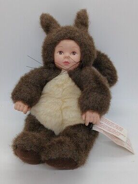 ​Vintage 1998 Anne Geddes Baby Squirrel Doll Plush Unimax Bean Filled 10"